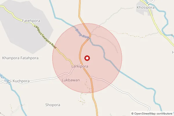 Map showing approximate area covered by Pincode 192210 — Gosanigund Branch Office, Anantnag