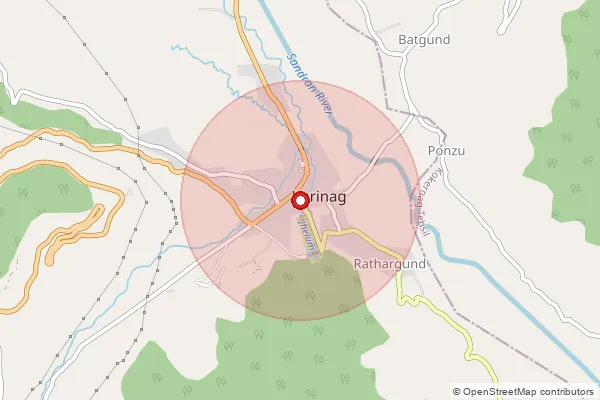 पिनकोड 192212 — Verinaag Sub Office, Anantnag द्वारे समाविष्ट केलेले अंदाजे क्षेत्र दर्शवणारा नकाशा