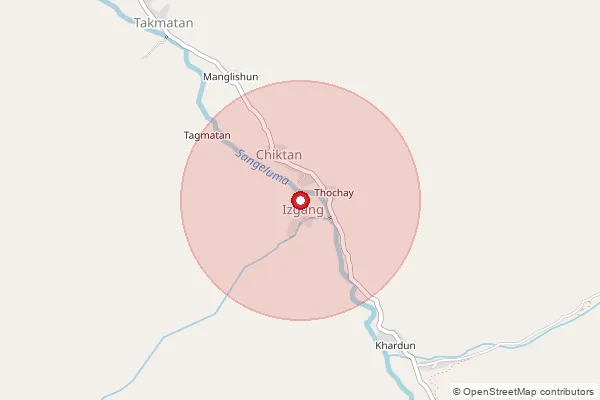 Map showing approximate area covered by Pincode 194109 — Chiktan B.O, Kargil