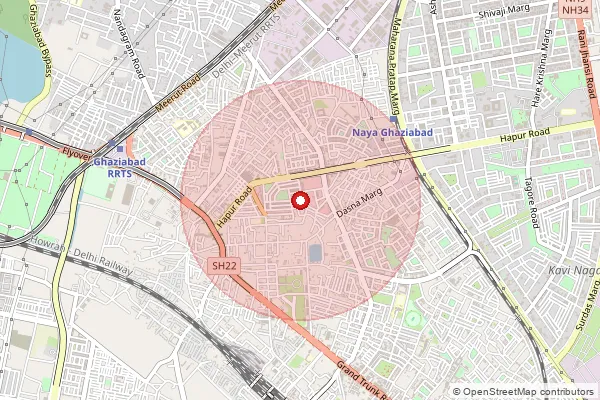 Map showing approximate area covered by Pincode 201001 — Ghaziabad Ho, Ghaziabad