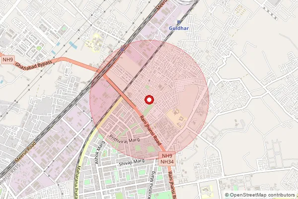 Map showing approximate area covered by Pincode 201004 — Hindon Air Field So, Ghaziabad