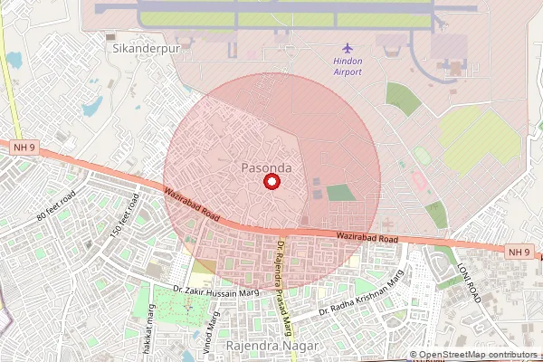 Map showing approximate area covered by Pincode 201005 — Pasonda Bo, Ghaziabad