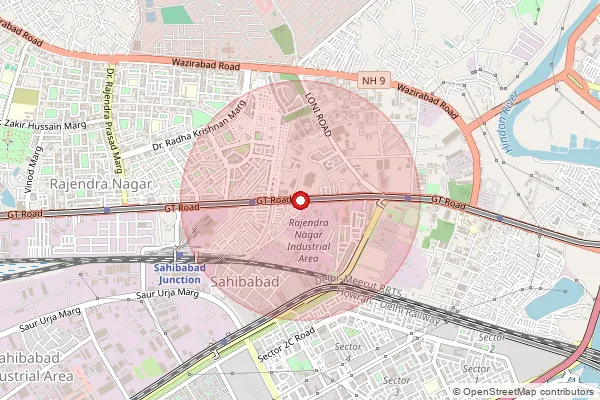 Map showing approximate area covered by Pincode 201007 — Mohan Nagar So, Ghaziabad