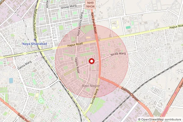 Map showing approximate area covered by Pincode 201010 — Hasanpur Bhowapur Bo, Ghaziabad