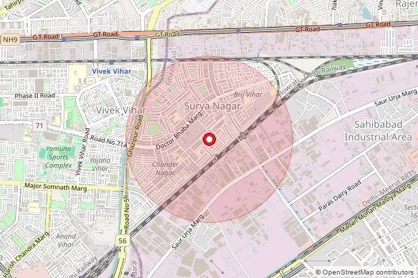 Map showing approximate area covered by Pincode 201011 — Chandra Nagar So, Ghaziabad