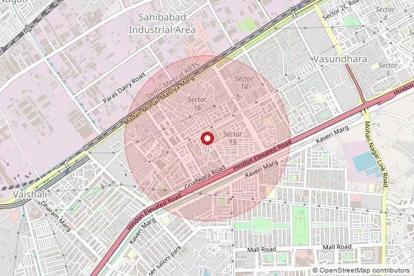 Map showing approximate area covered by Pincode 201012 — Vasundhra So, Ghaziabad