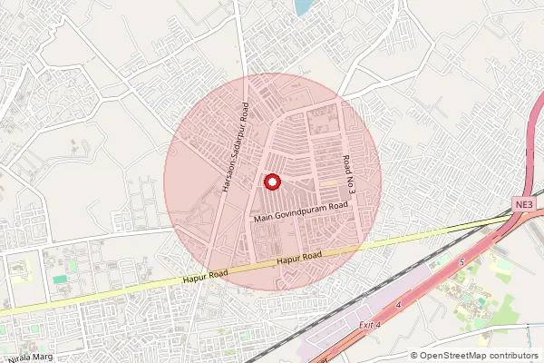 Map showing approximate area covered by Pincode 201013 — Govindpuram So, Ghaziabad