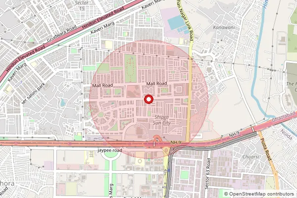 Map showing approximate area covered by Pincode 201014 — Shipra Sun City So, Ghaziabad