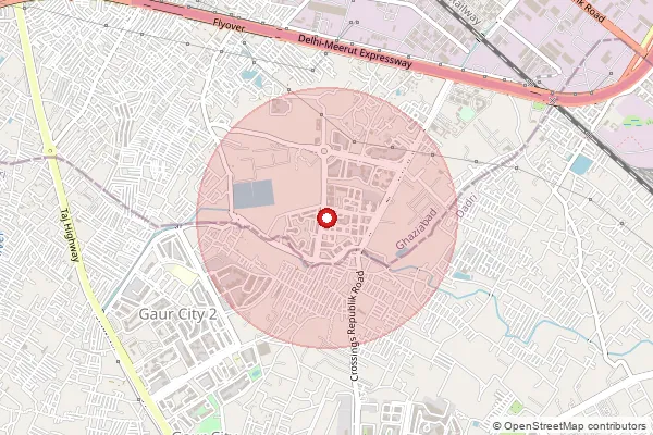 Map showing approximate area covered by Pincode 201016 — Crossings Republik So, Ghaziabad