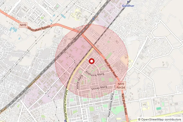 Map showing approximate area covered by Pincode 201017 — Raj Nagar Extension So, Ghaziabad