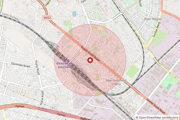 Map showing approximate area covered by Pincode 201018 — Model Town So, Ghaziabad