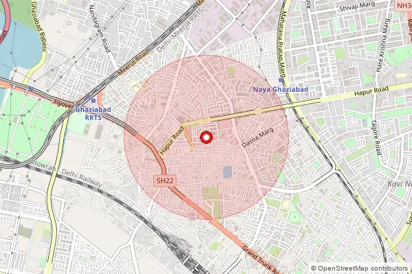 Map showing approximate area covered by Pincode 201019 — Vaishali So, Ghaziabad