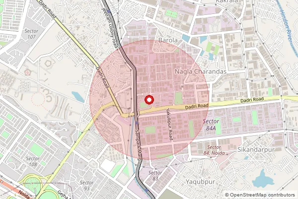 Map showing approximate area covered by Pincode 201305 — Nagla Charandas Bo, Gautam Buddha Nagar