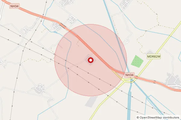 Map showing approximate area covered by Pincode 202121 — Ladhaua Bo, Aligarh