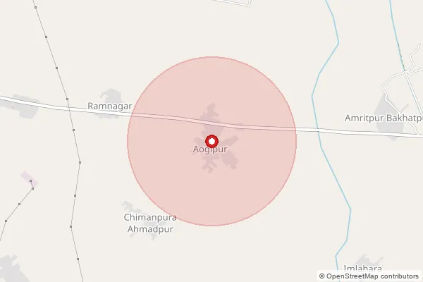 Map showing approximate area covered by Pincode 202132 — Ogipur Bo, Aligarh