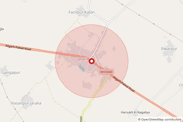 Map showing approximate area covered by Pincode 202137 — Hetalpur Bo, Aligarh