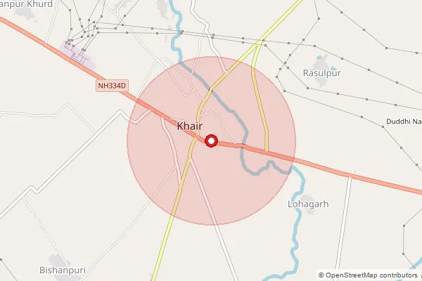 Map showing approximate area covered by Pincode 202138 — Usram Bo, Aligarh