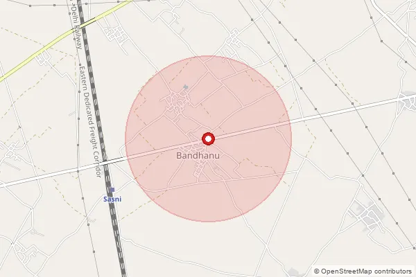 Map showing approximate area covered by Pincode 202139 — Chandaiya Bo, Hathras