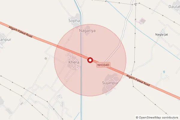 Map showing approximate area covered by Pincode 202141 — Karanpur Bo, Aligarh