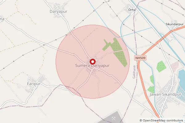 Map showing approximate area covered by Pincode 202142 — Karanpur Bo, Aligarh