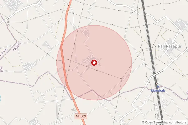 Map showing approximate area covered by Pincode 202150 — Malikpura Bo, Aligarh