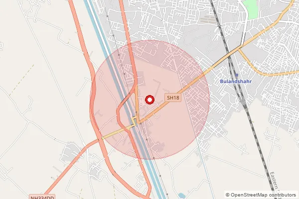 Map showing approximate area covered by Pincode 203002 — Dhamraoli Bo, Bulandshahr