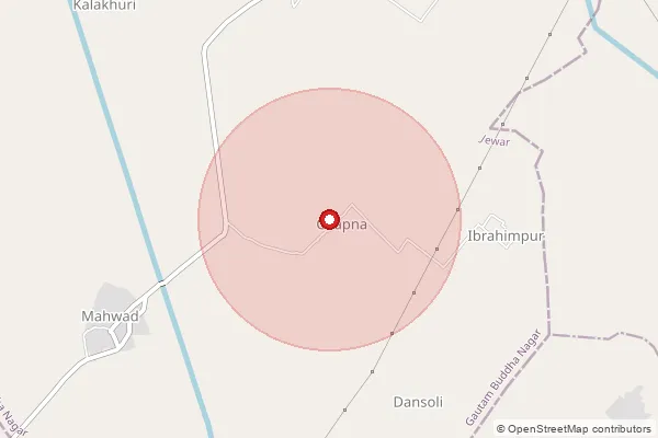 Map showing approximate area covered by Pincode 203141 — Bhaipur Bo, Gautam Buddha Nagar