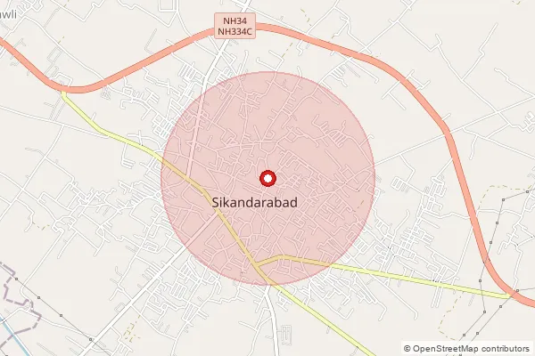 Map showing approximate area covered by Pincode 203205 — Prangarh Bo, Bulandshahr