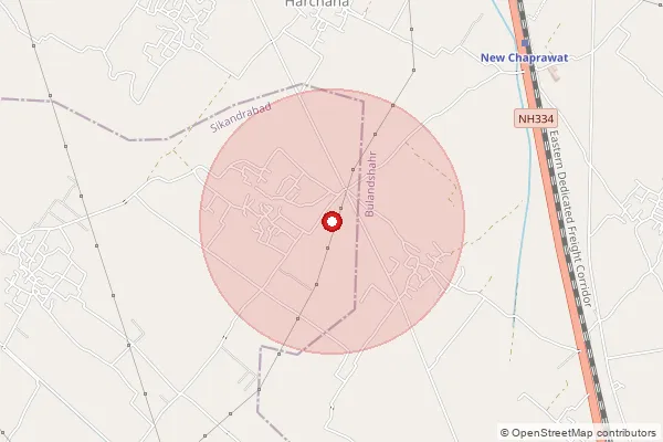 Map showing approximate area covered by Pincode 203408 — Banboai Bo, Bulandshahr