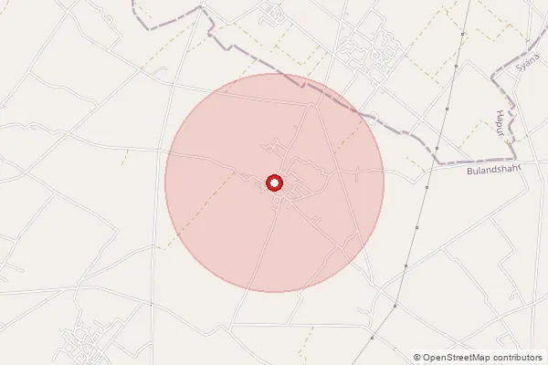 Map showing approximate area covered by Pincode 203411 — Barkatpur Bo, Bulandshahr