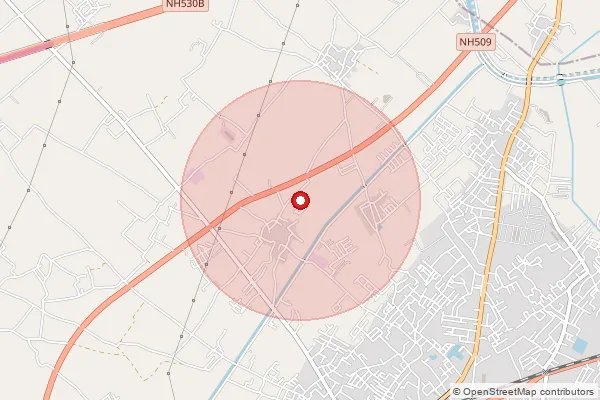 Map showing approximate area covered by Pincode 204101 — Ahen Bo, Hathras