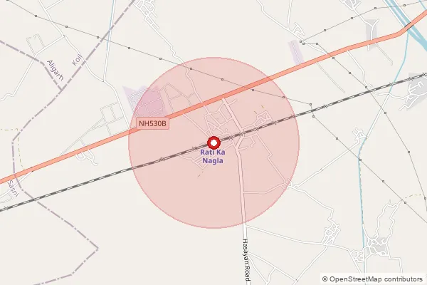 Map showing approximate area covered by Pincode 204212 — Band Abdulhamipur Bo, Hathras