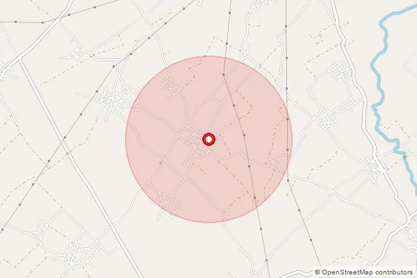 Map showing approximate area covered by Pincode 204213 — Asroi Bo, Hathras