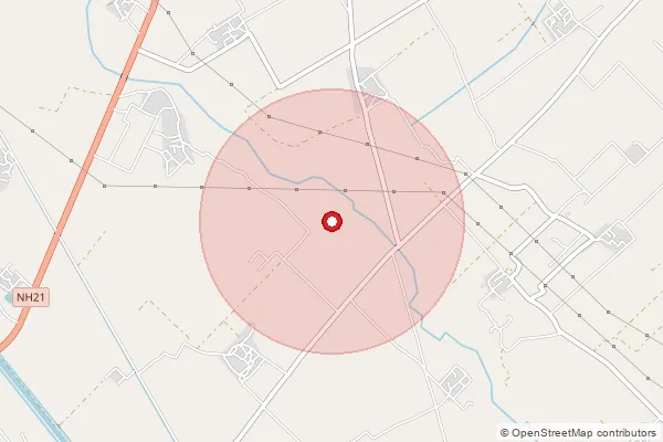 Map showing approximate area covered by Pincode 204214 — Mendamai Bo, Hathras