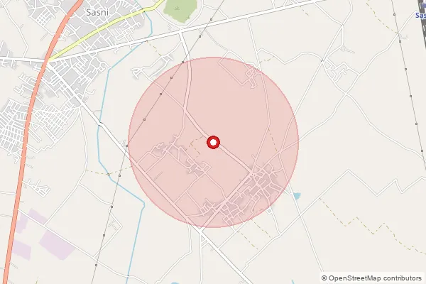 Map showing approximate area covered by Pincode 204216 — Rudayan Bo, Hathras