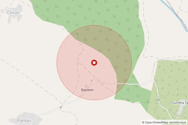 Map showing approximate area covered by Pincode 205263 — Madhan Bo, Mainpuri