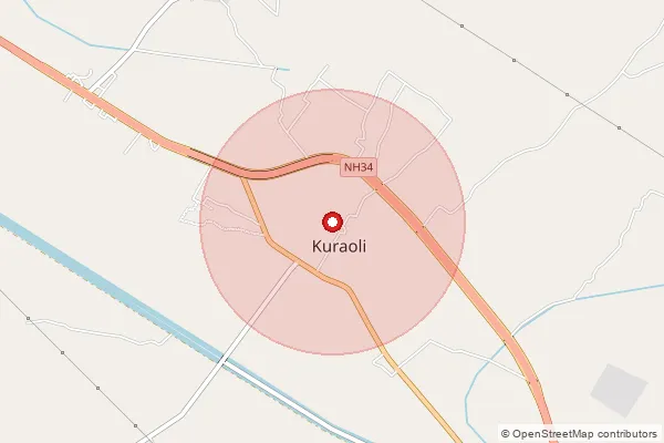 Map showing approximate area covered by Pincode 205265 — Belahar Bo, Mainpuri