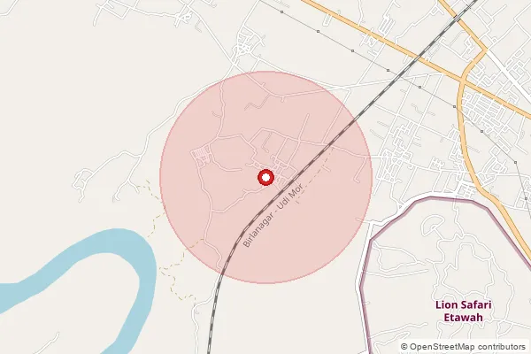 Map showing approximate area covered by Pincode 206002 — Adhiyapur Bo, Etawah