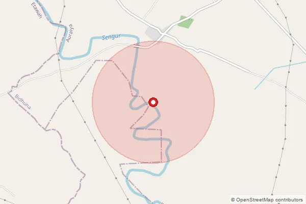 Map showing approximate area covered by Pincode 206120 — Bojha Bo, Etawah