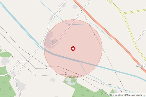 Map showing approximate area covered by Pincode 206121 — Badera Bo, Auraiya