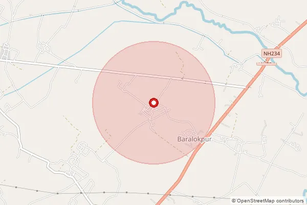 Map showing approximate area covered by Pincode 206123 — Beena Bo, Etawah