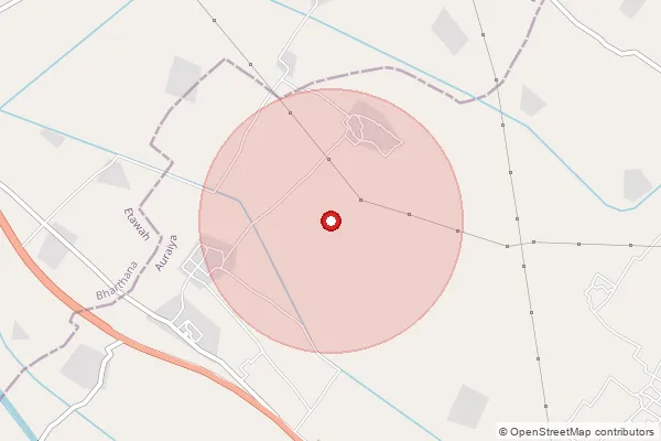 Map showing approximate area covered by Pincode 206128 — Puraoli Bo, Etawah