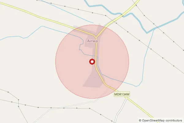 Map showing approximate area covered by Pincode 206252 — Barauna Kalan Bo, Auraiya