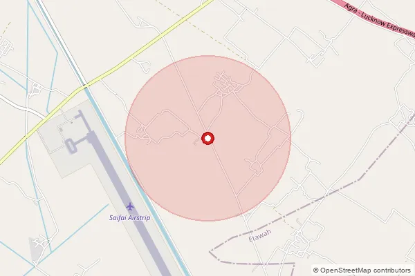 Map showing approximate area covered by Pincode 206253 — Chakwa Bujurg Bo, Etawah