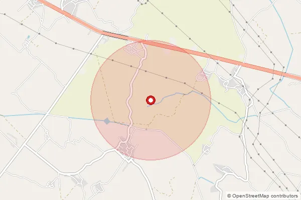 Map showing approximate area covered by Pincode 207120 — Bhadwas Bo, Etah
