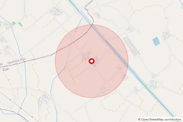 Map showing approximate area covered by Pincode 207122 — Gahaitoo Bo, Etah