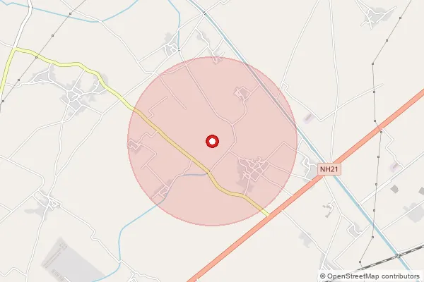 Map showing approximate area covered by Pincode 207123 — Mahdava Bo, Kasganj