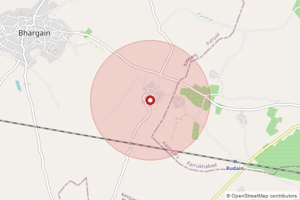 Map showing approximate area covered by Pincode 207244 — Bijora Bo, Etah