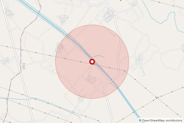 Map showing approximate area covered by Pincode 207301 — Jalukhera Bo, Etah