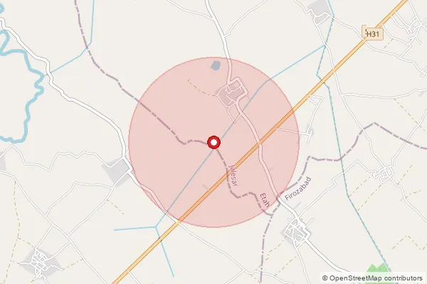 Map showing approximate area covered by Pincode 207302 — Badhawali Bo, Etah